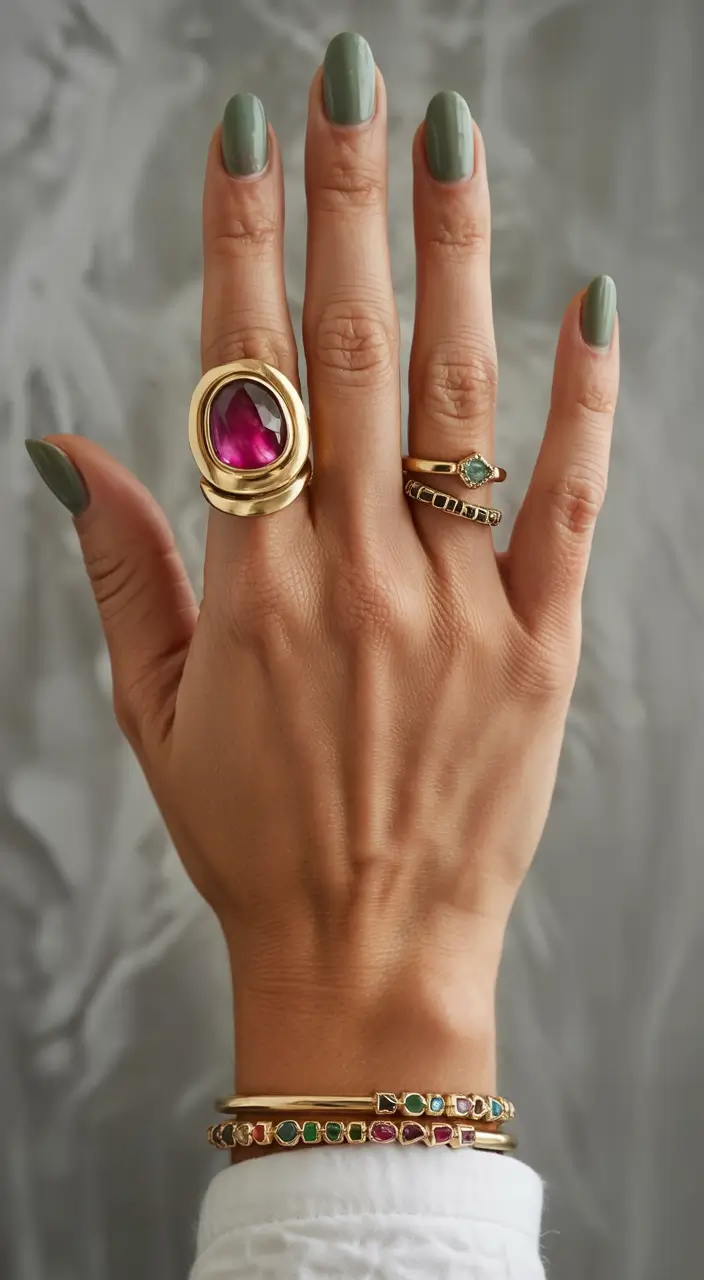 june nails color ideas 2025 Matte Sage Moment