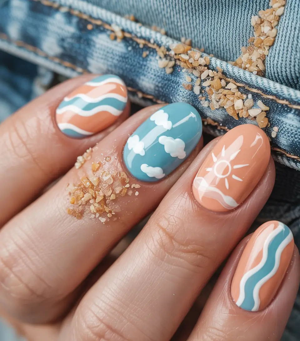 june nails ideas 2025 Beach Day Dreaming