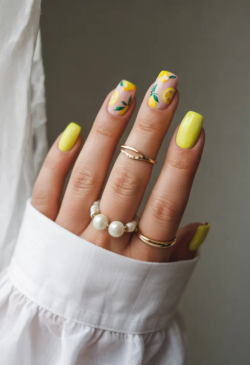 june nails ideas 2025 Zesty Lemon Pop