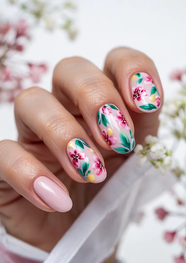 june nails ideas 2025 Botanical Garden Glow