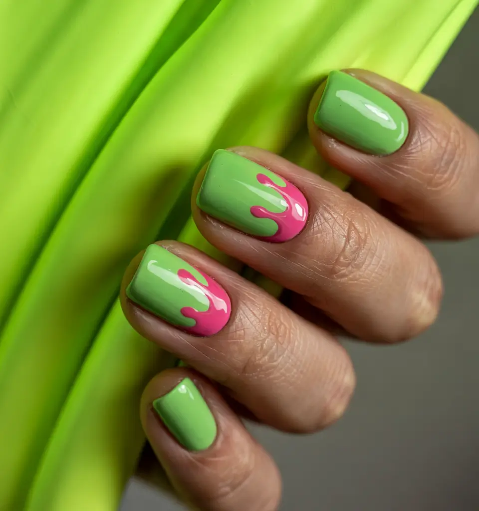 june nails ideas 2025 Melon Pop Drip