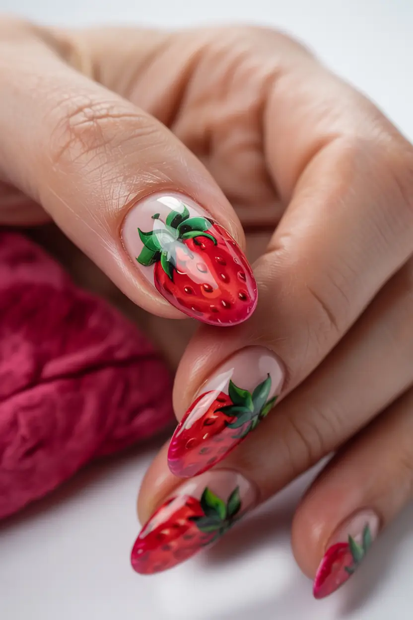 june nails ideas 2025 Strawberry Obsession
