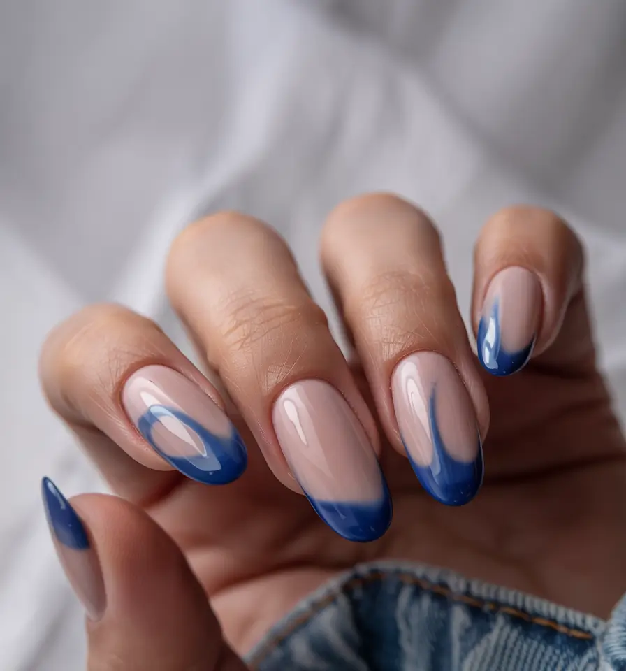 june nails ideas 2025 Indigo Waves