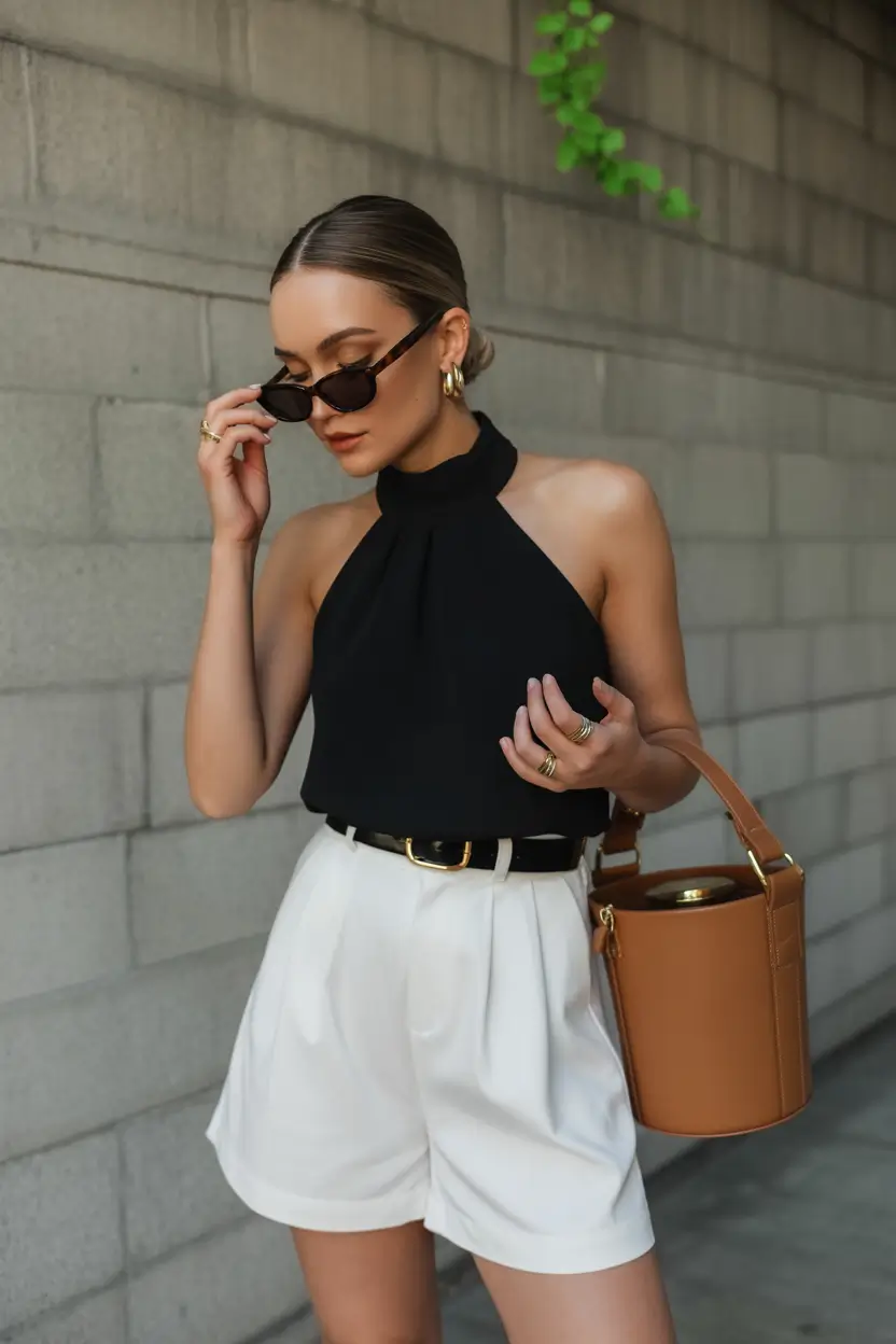 june outfits ideas 2025 Elegant Contrast with Modern Touches