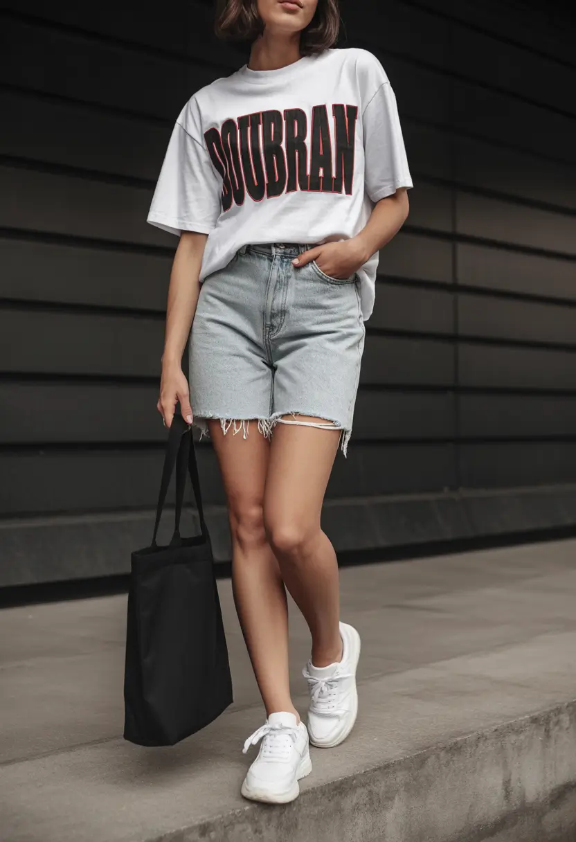 june outfits ideas 2025 Denim Cutoffs, Graphic Tee & Effort Made Simple