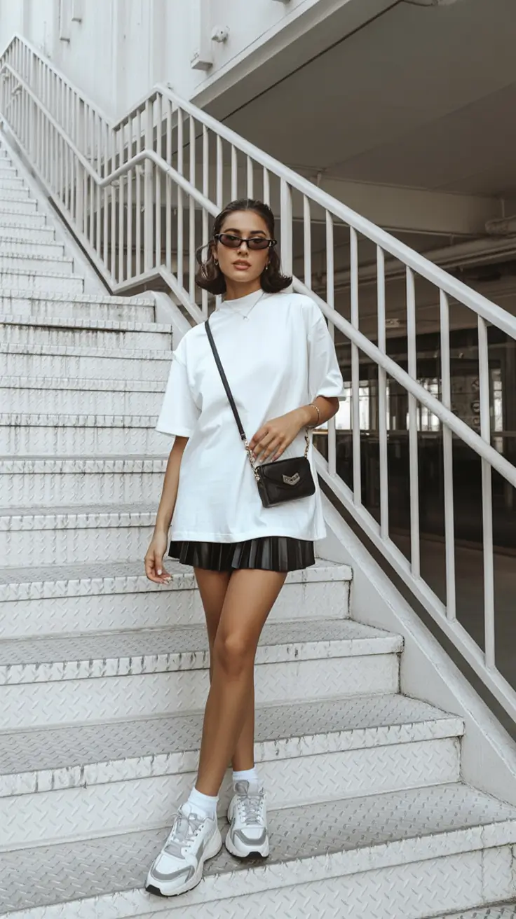 june outfits ideas 2025 Street Sporty with a Skirt Flip