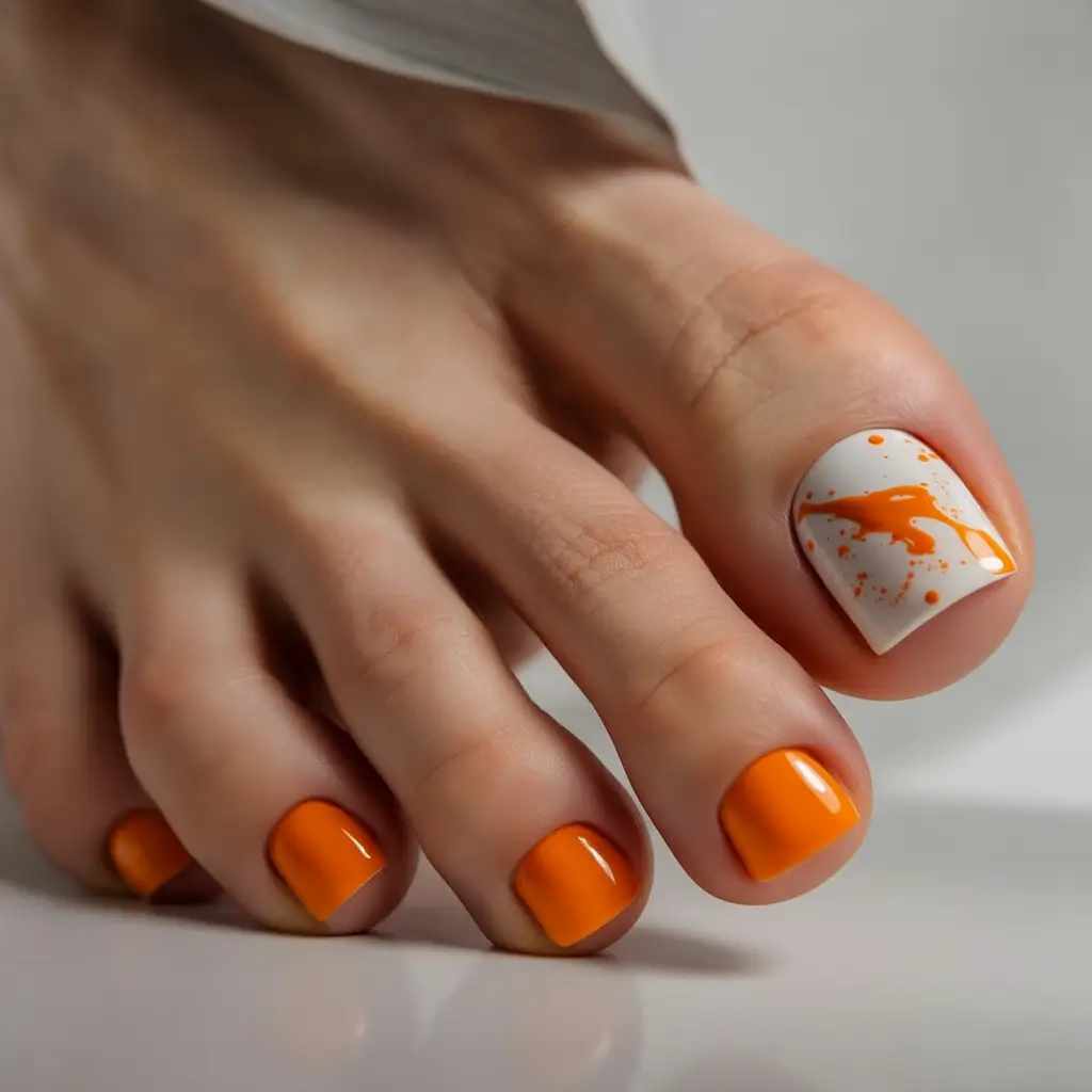 june toe nails ideas 2025 Playful Orange with a Splash of Energy