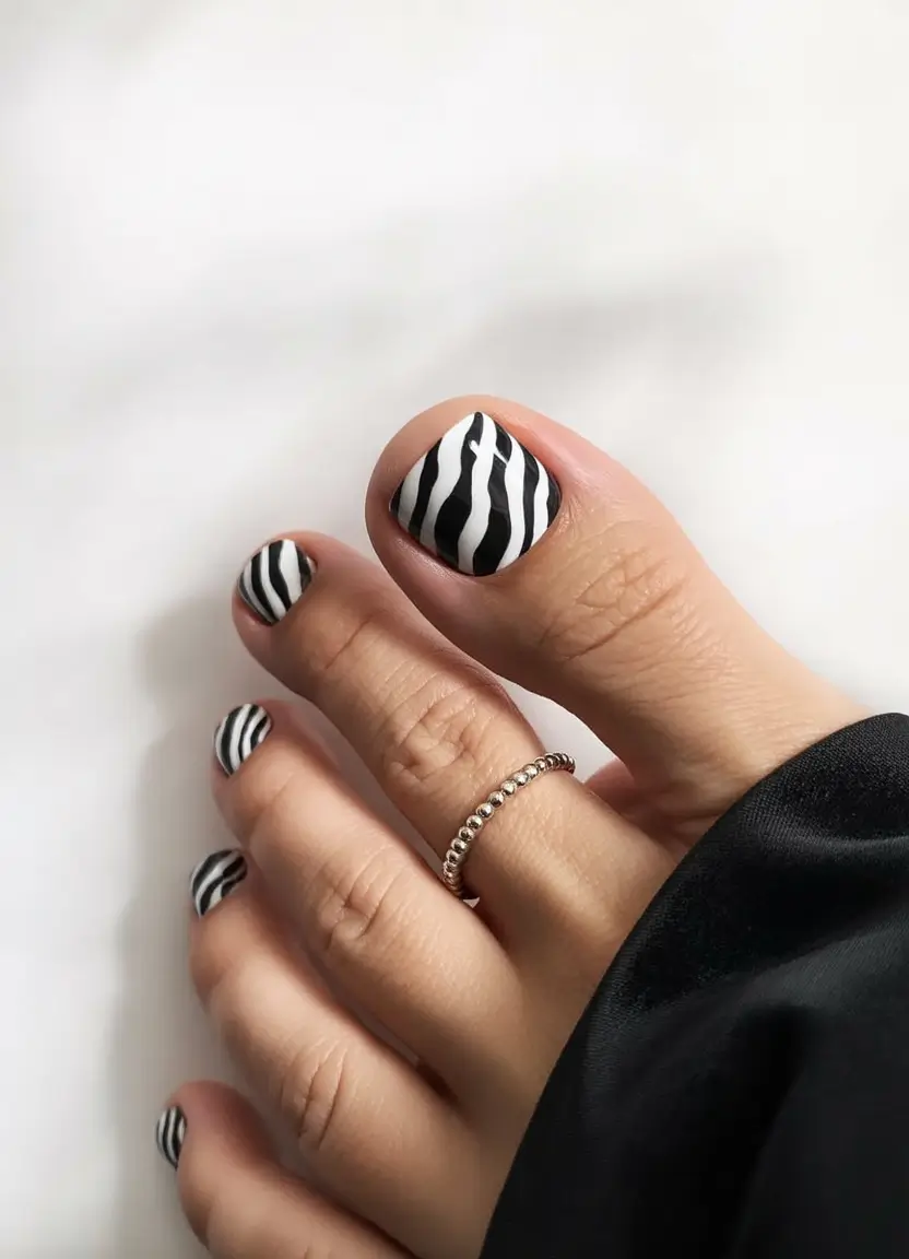 june toe nails ideas 2025 Zebra Pop for the Bold at Heart