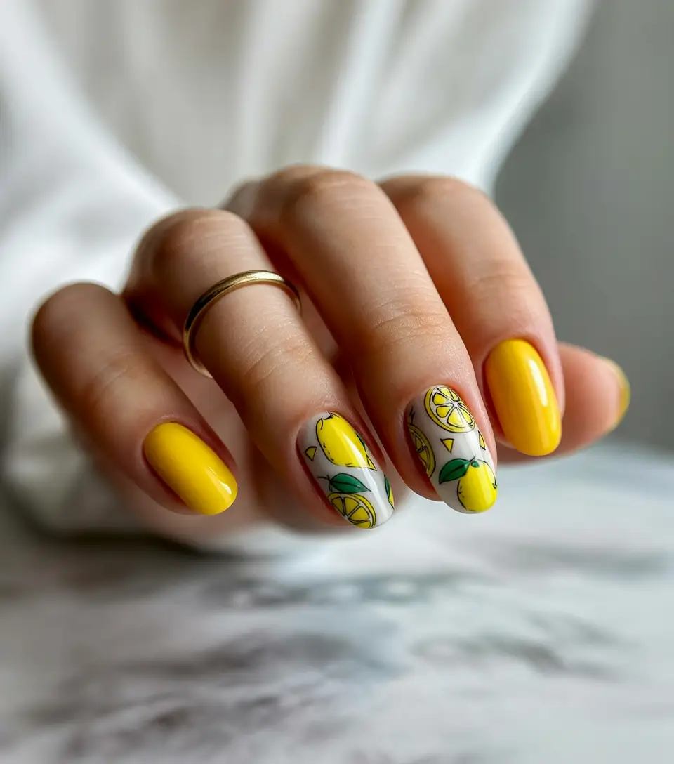 lemon nails designs ideas 2025 Illustrated Citrus Storyline