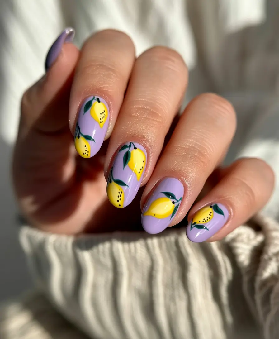 lemon nails designs ideas 2025 Lavender Fields & Lemon Trees