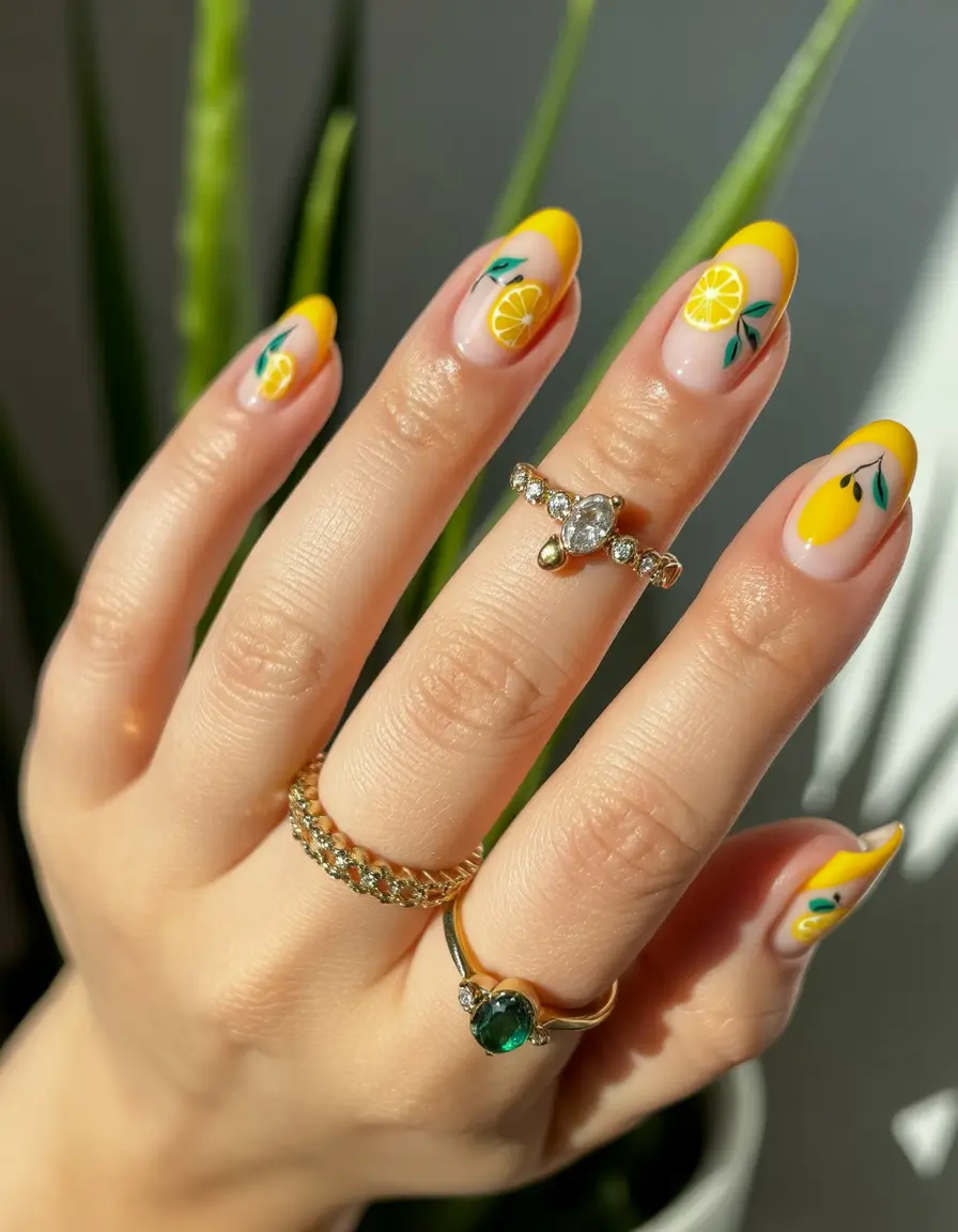 lemon nails designs ideas 2025 Citrus Smile Lines