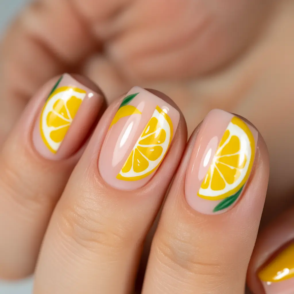 lemon nails designs ideas 2025 Juicy Minimalist Lemon Arcs