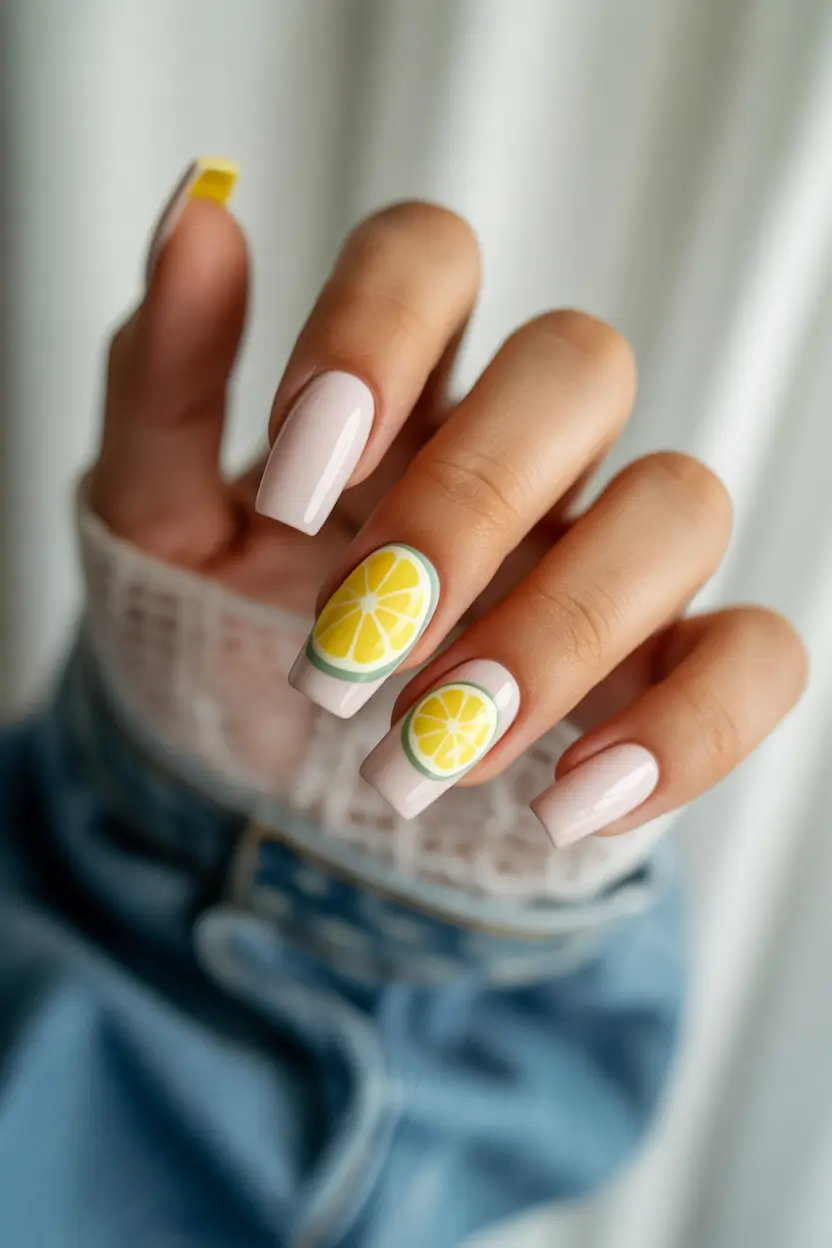 lemon nails designs ideas 2025 Glossy Lime Pop Meets Casual Cool