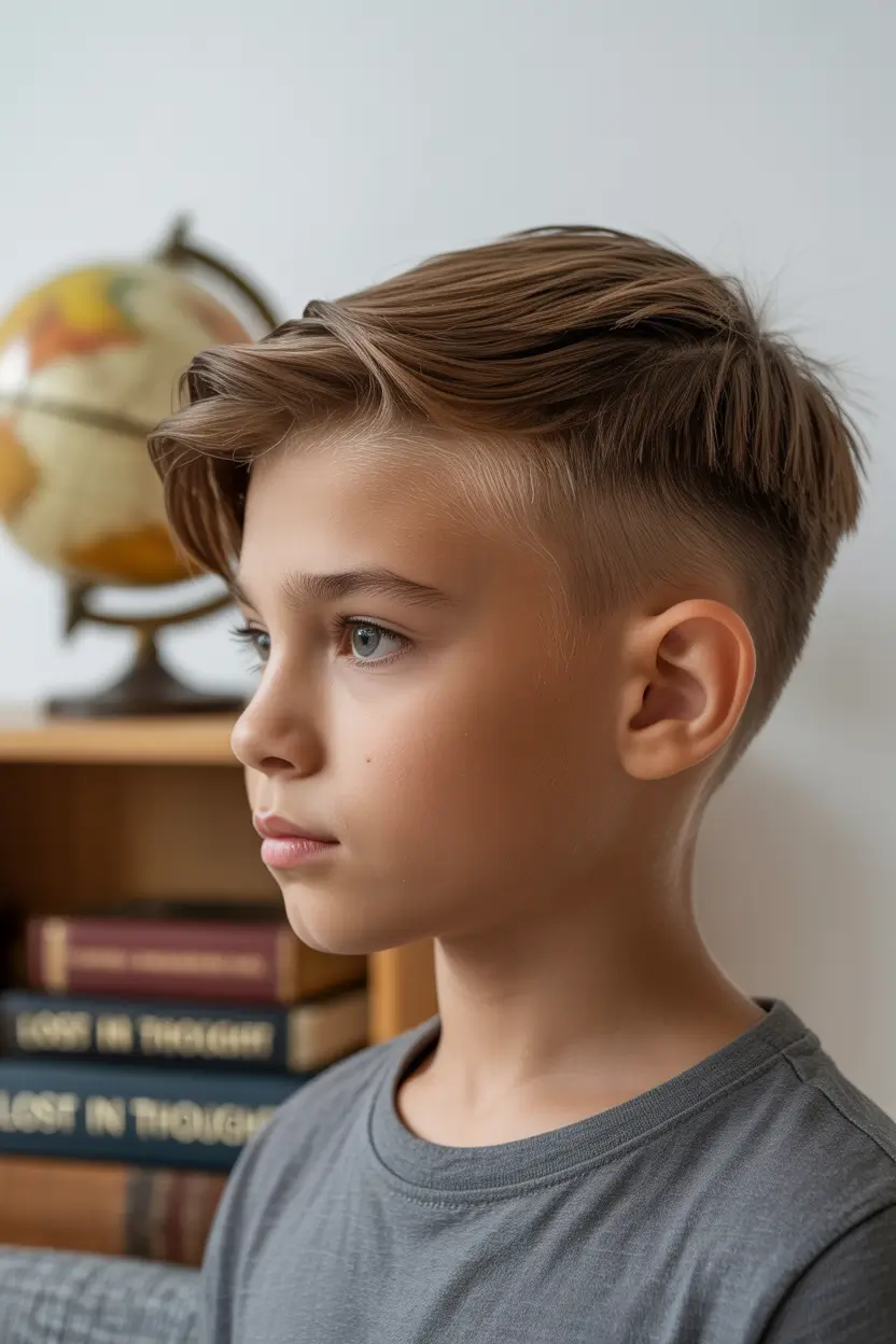 Modern Boys Summer Haircuts 2025 Sleek Side Sweep with a Soft Fade