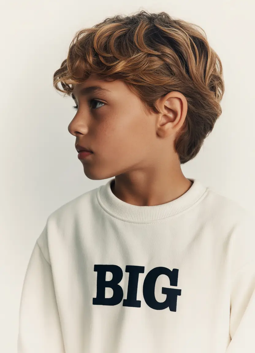 Modern Boys Summer Haircuts 2025 Layered Curls with Warm Highlights