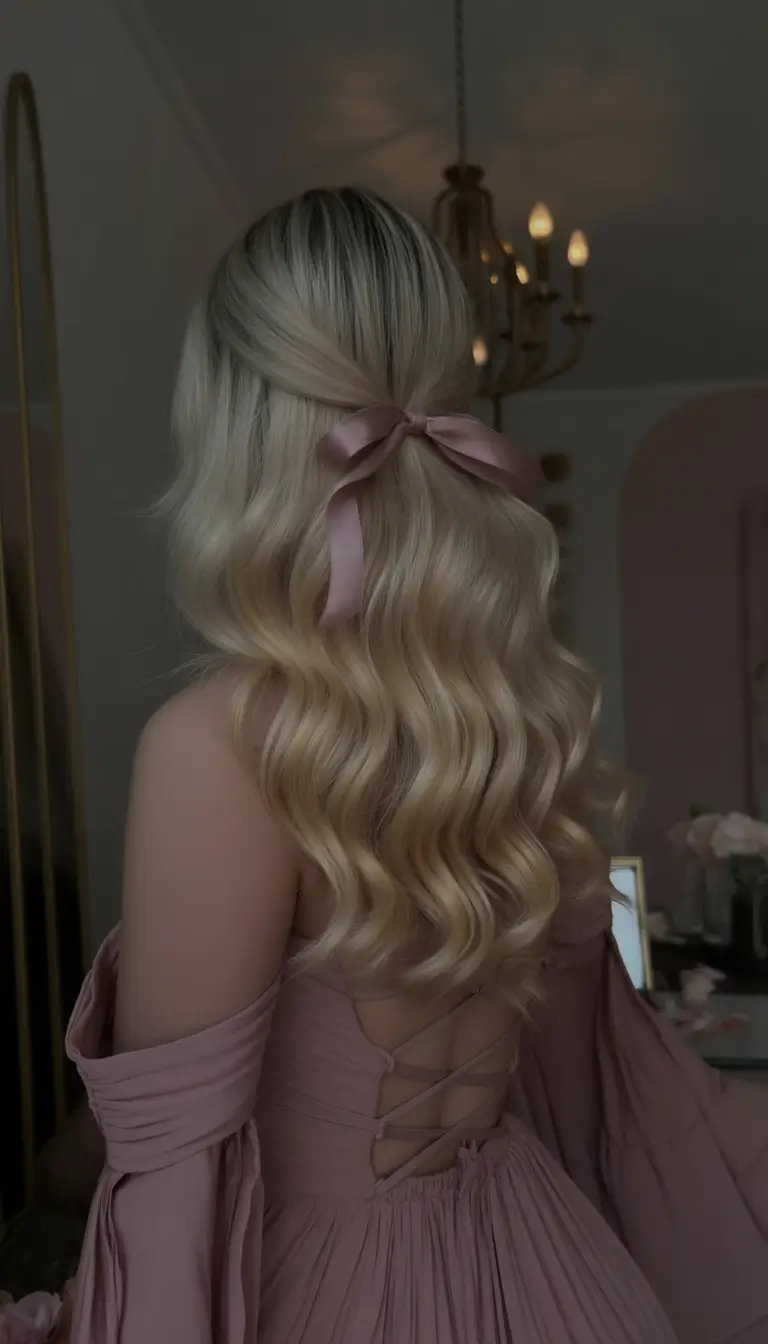 Must-Try Summer Hairstyles for Long Hair 2025 Back Bow Half-Up for Dreamy Evenings