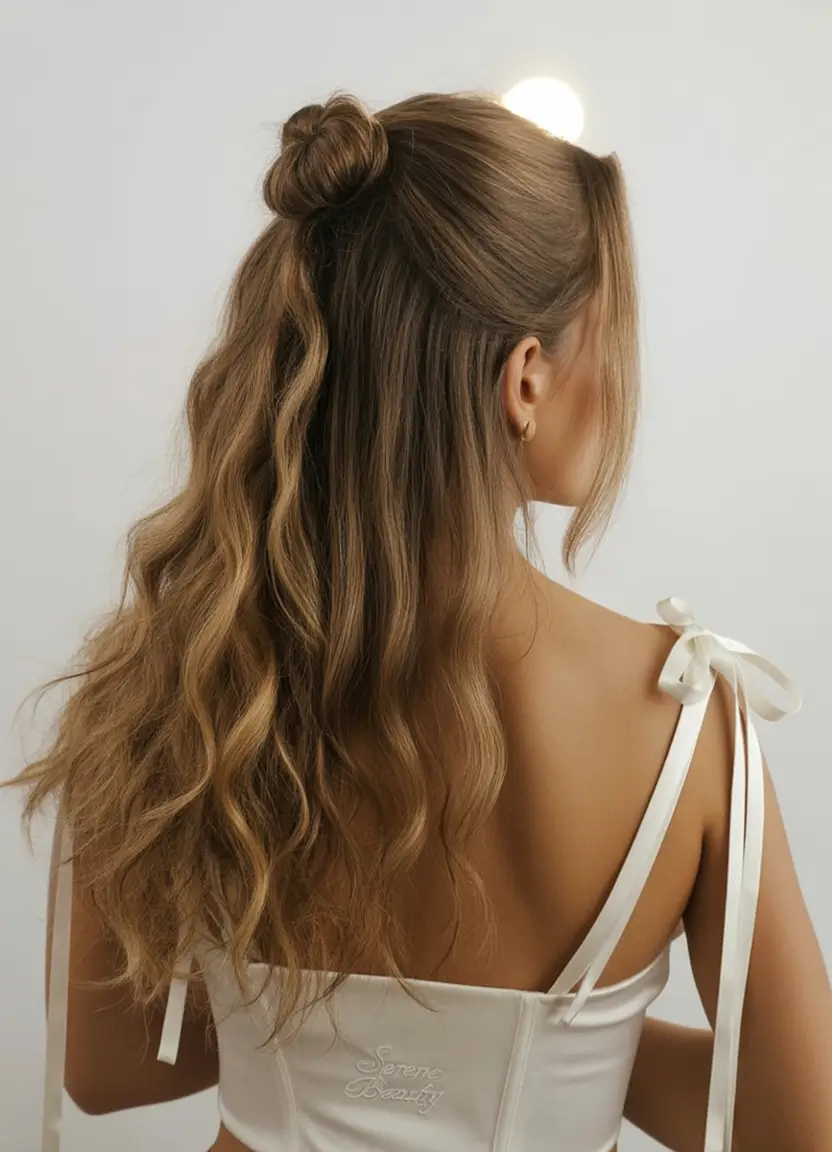 Must-Try Summer Hairstyles for Long Hair 2025 The Micro-Bun Twist on Beach Waves