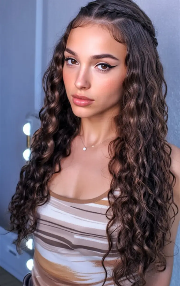Must-Try Summer Hairstyles for Long Hair 2025 Textured Half-Up with Defined Curls and Braided Crown