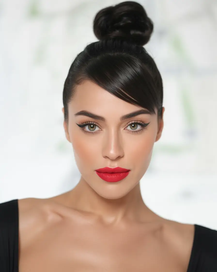 Must-Try Summer Hairstyles for Long Hair 2025 Classic Top Knot with Soft Bangs