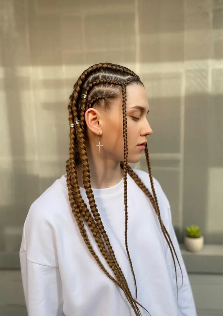 Must-Try Summer Hairstyles for Long Hair 2025 Box Braids with Detailed Parting and Beaded Accents