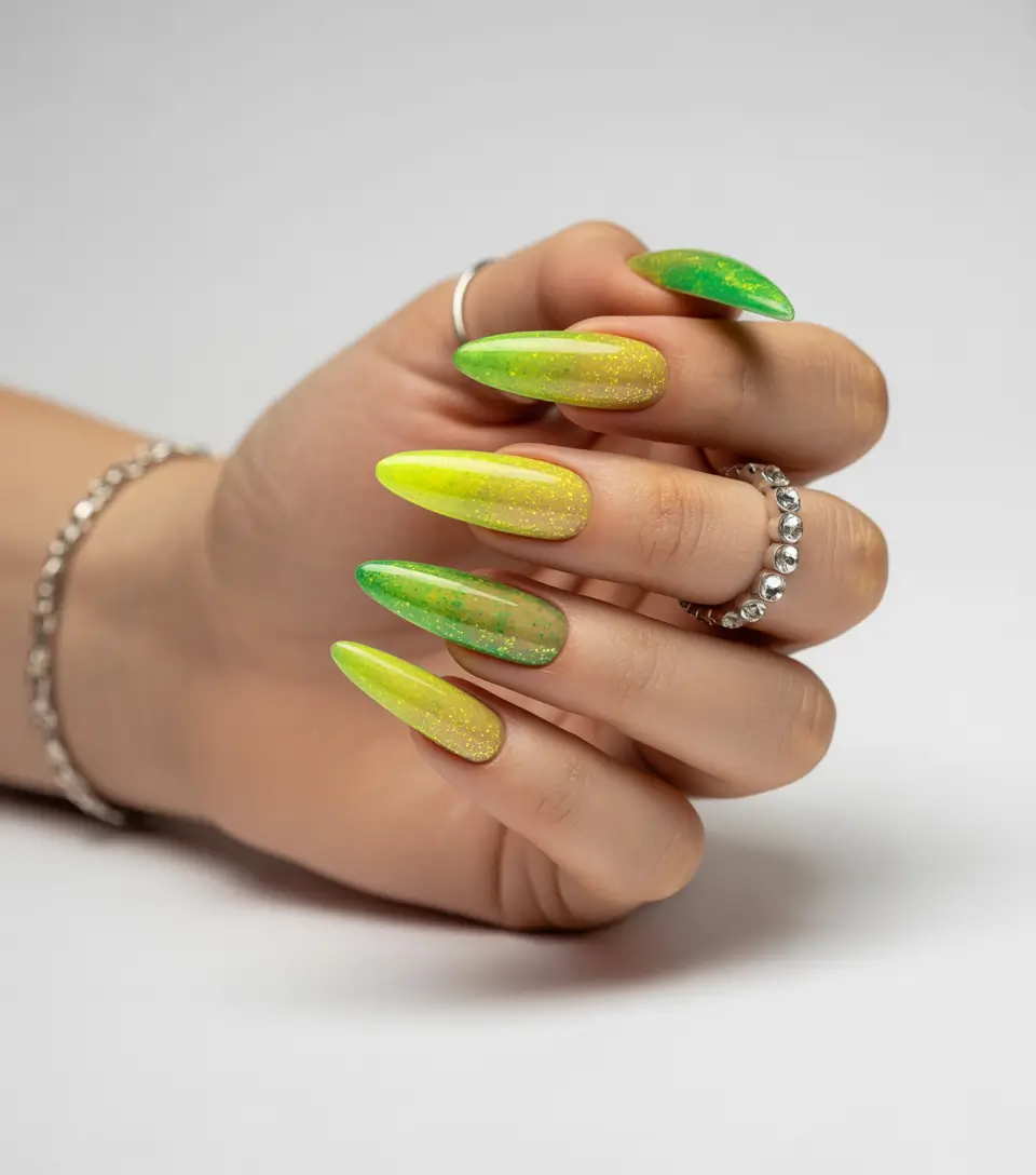 neon summer nail ideas 2025 Glazed Lime Mojito
