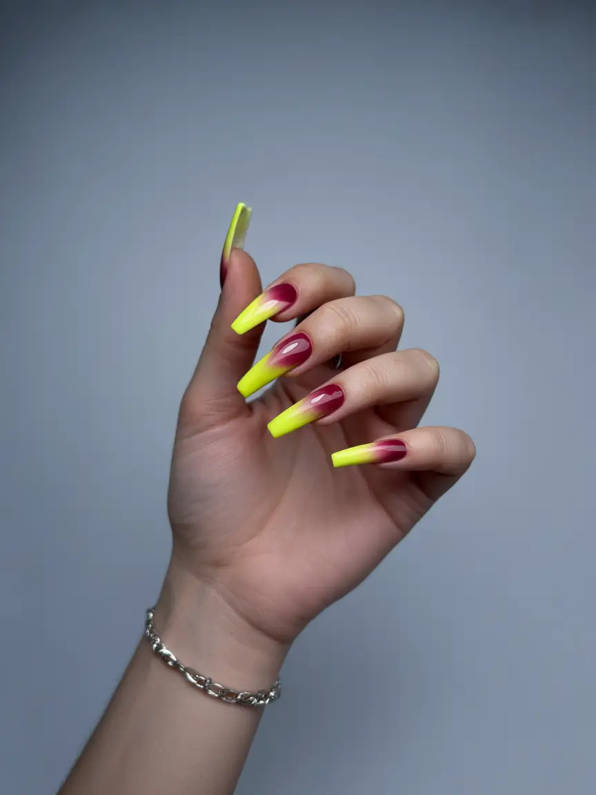 neon summer nail ideas 2025 Neon Fade Into Bold