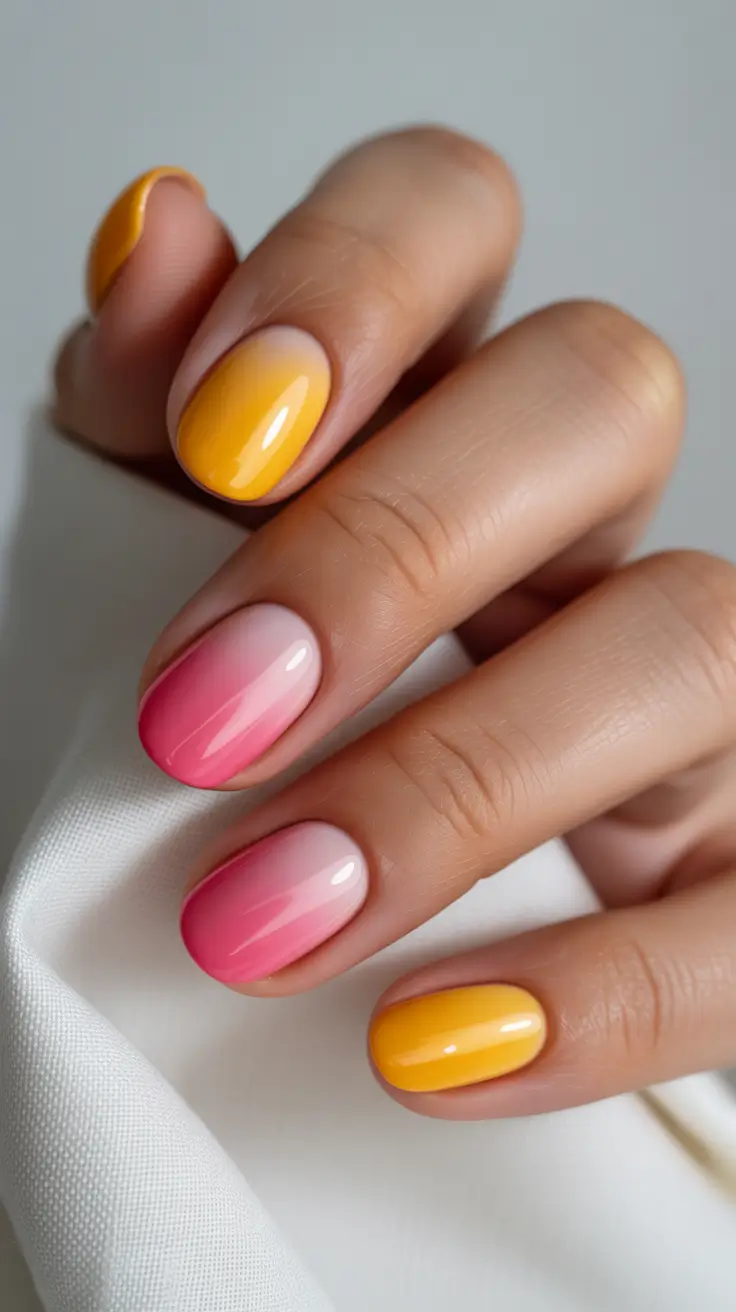 ombre summer nails ideas 2025 Sunset Smoothies for Your Fingertips