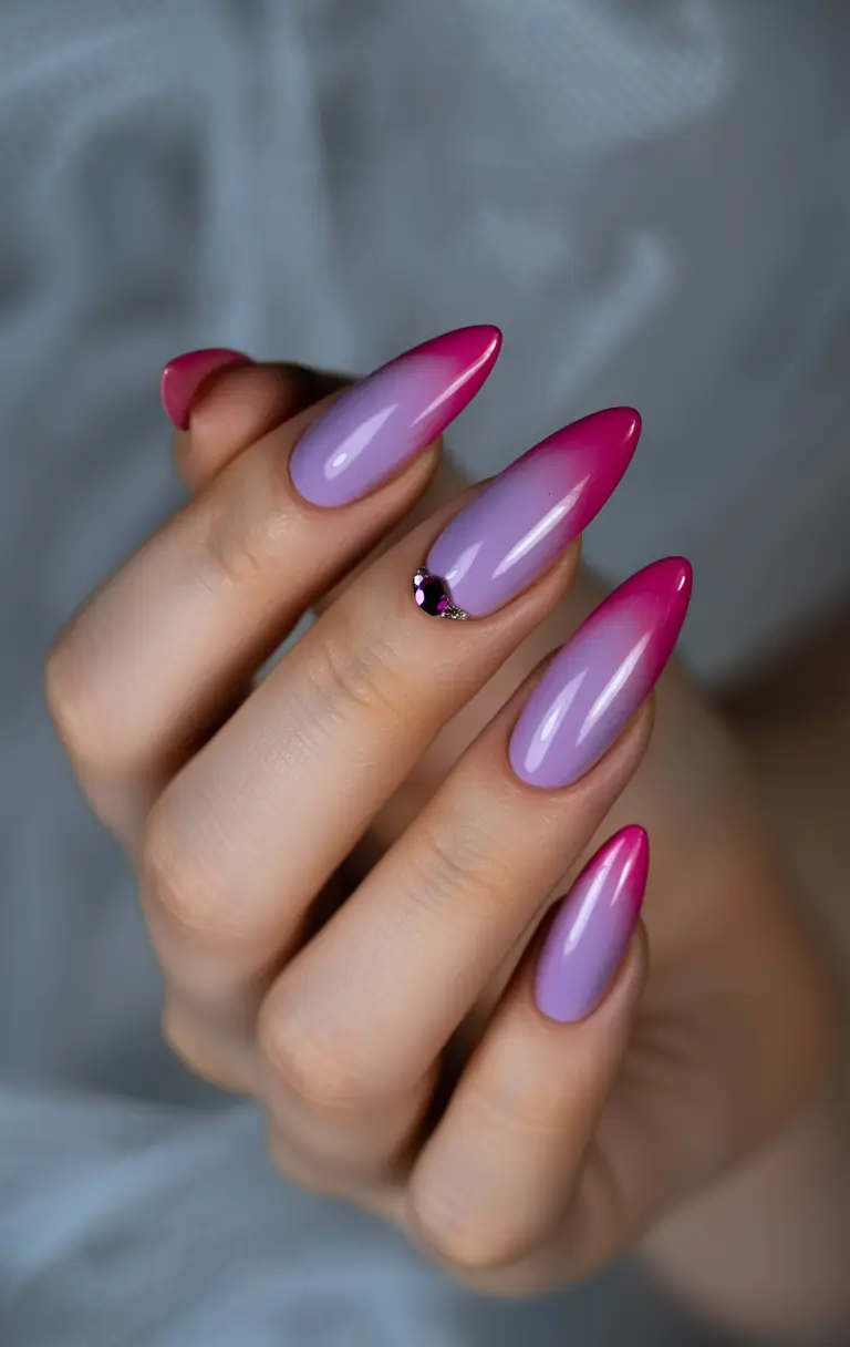 ombre summer nails ideas 2025 Raspberry Shimmer Flame