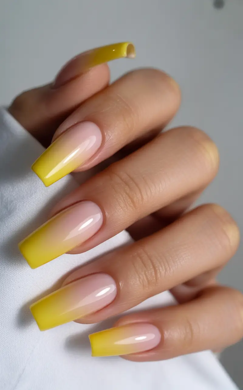 ombre summer nails ideas 2025 Lemon Milk Gradient