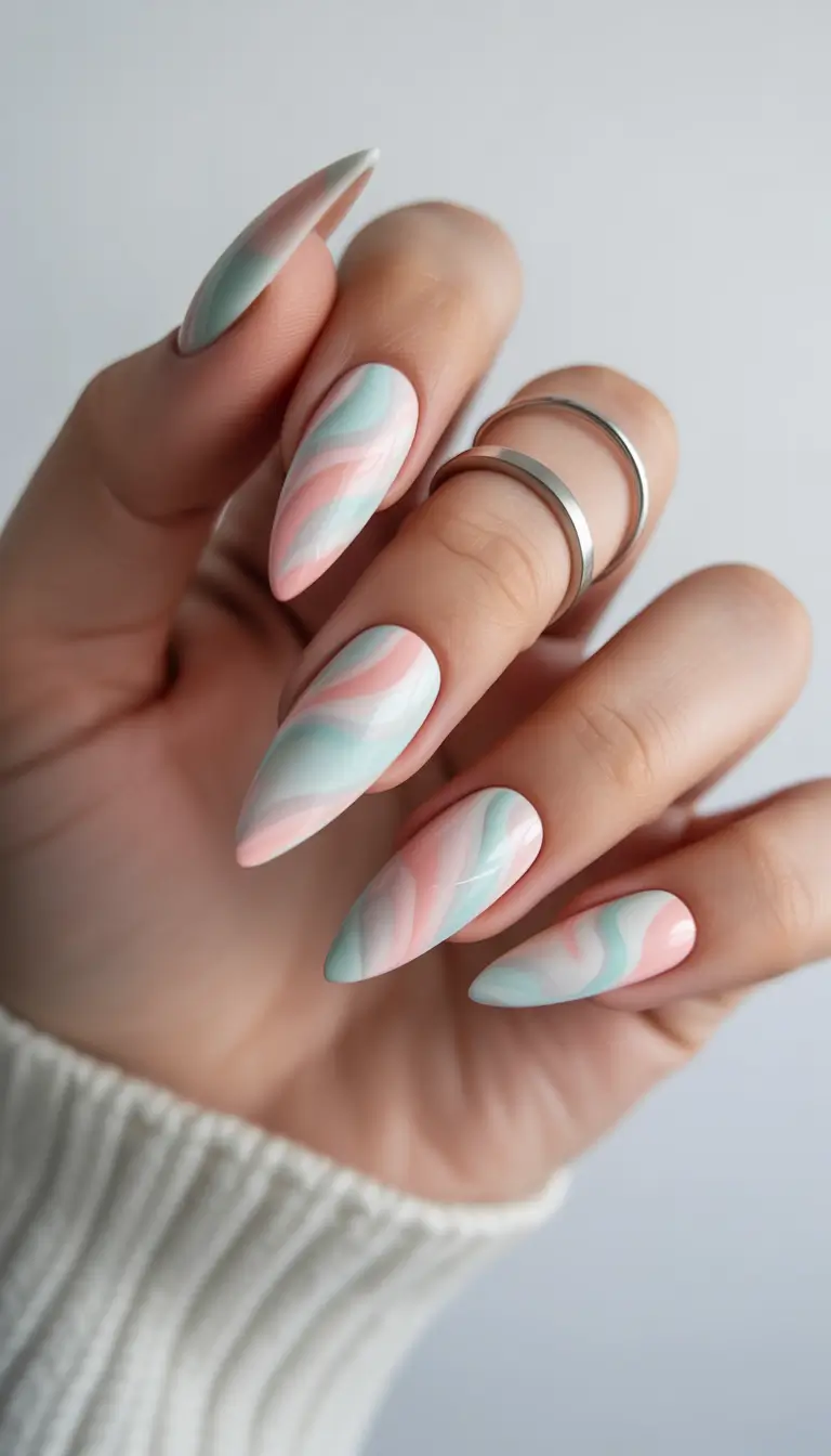 pretty summer nails ideas 2025 Pastel Ripple Dreams