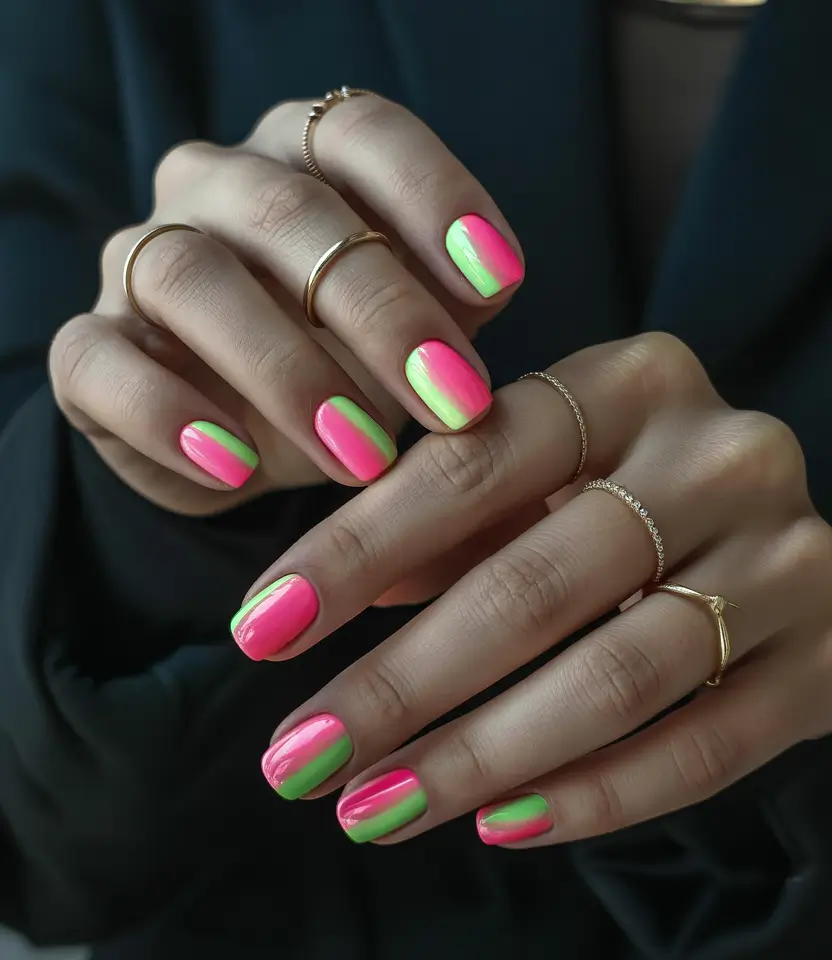 pretty summer nails ideas 2025 Neon Glow Pop