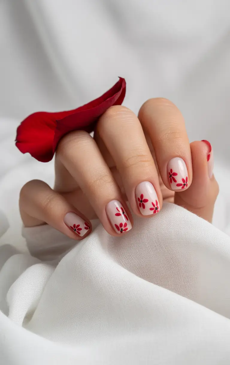 pretty summer nails ideas 2025 Petal Red Pop