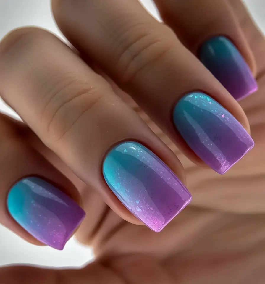 purple summer nails ideas 2025 Cotton Candy Dip: Sunset Gradient with a Twist