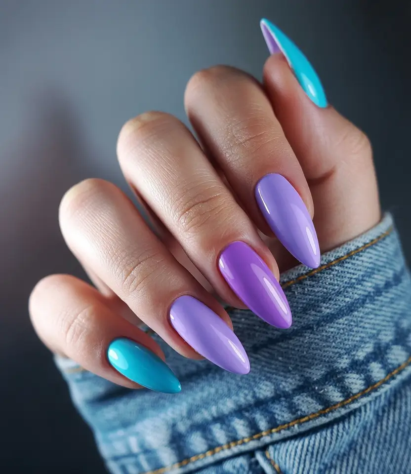 purple summer nails ideas 2025 Ocean Meets Orchid: Cool Tones for Hot Days