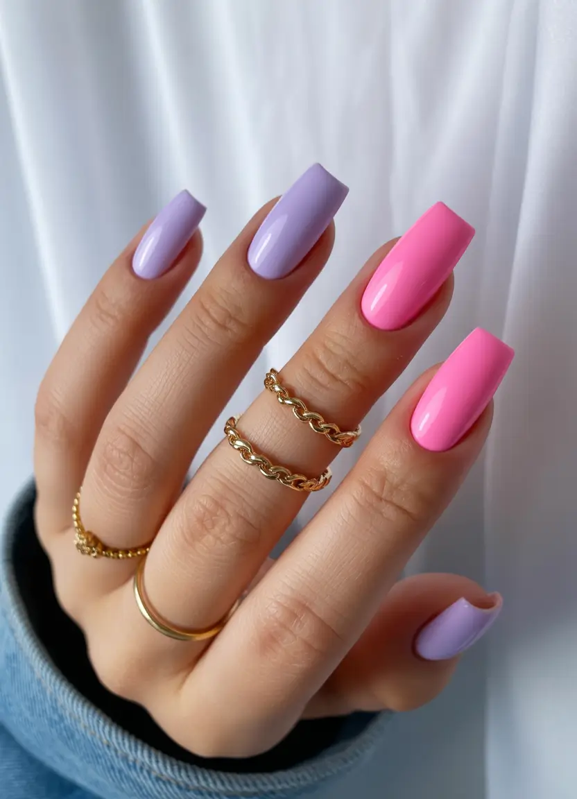 purple summer nails ideas 2025 Lavender + Hot Pink: The Bold and the Beautiful