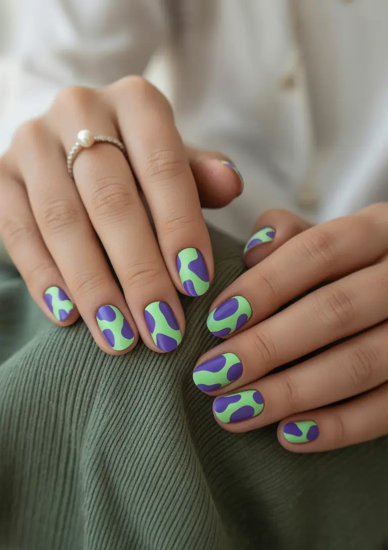 purple summer nails ideas 2025 Matte Safari: Abstract Meets Earthy Cool