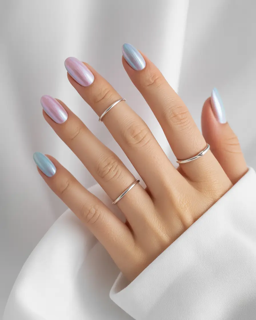 short summer nails ideas 2025 Cool Girl Chrome