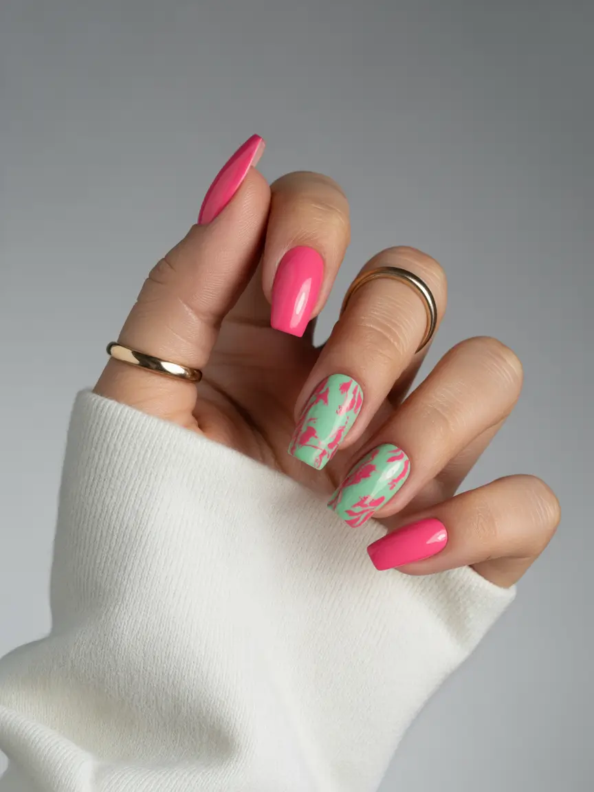 short summer nails ideas 2025 Electric Jungle