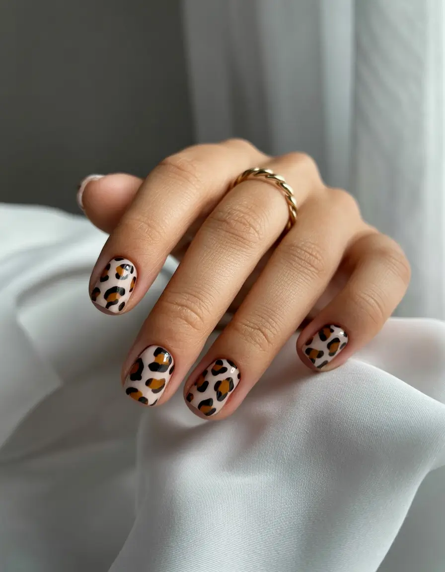 simple summer nails ideas 2025 Classic Leopard Print with a Cool-Toned Twist