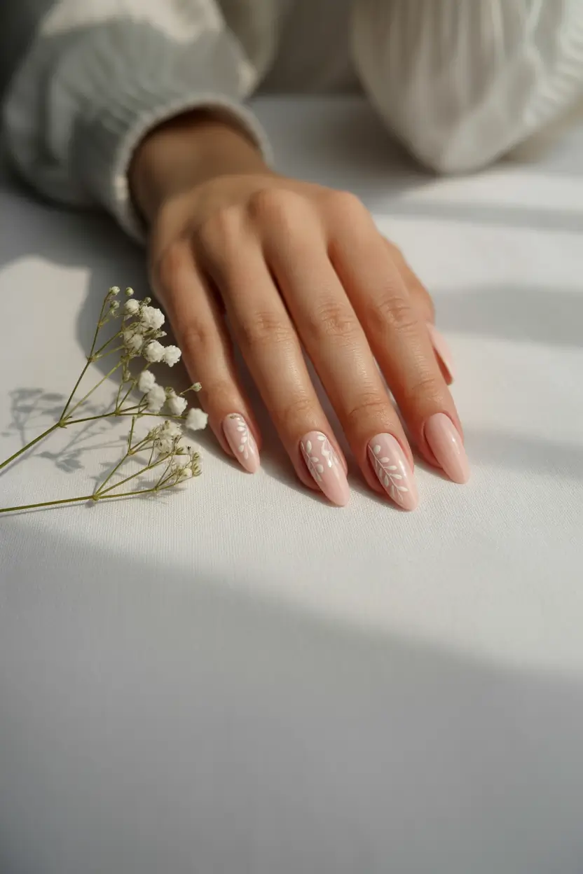 simple summer nails ideas 2025 Soft Petal Nude With a Touch of Grace