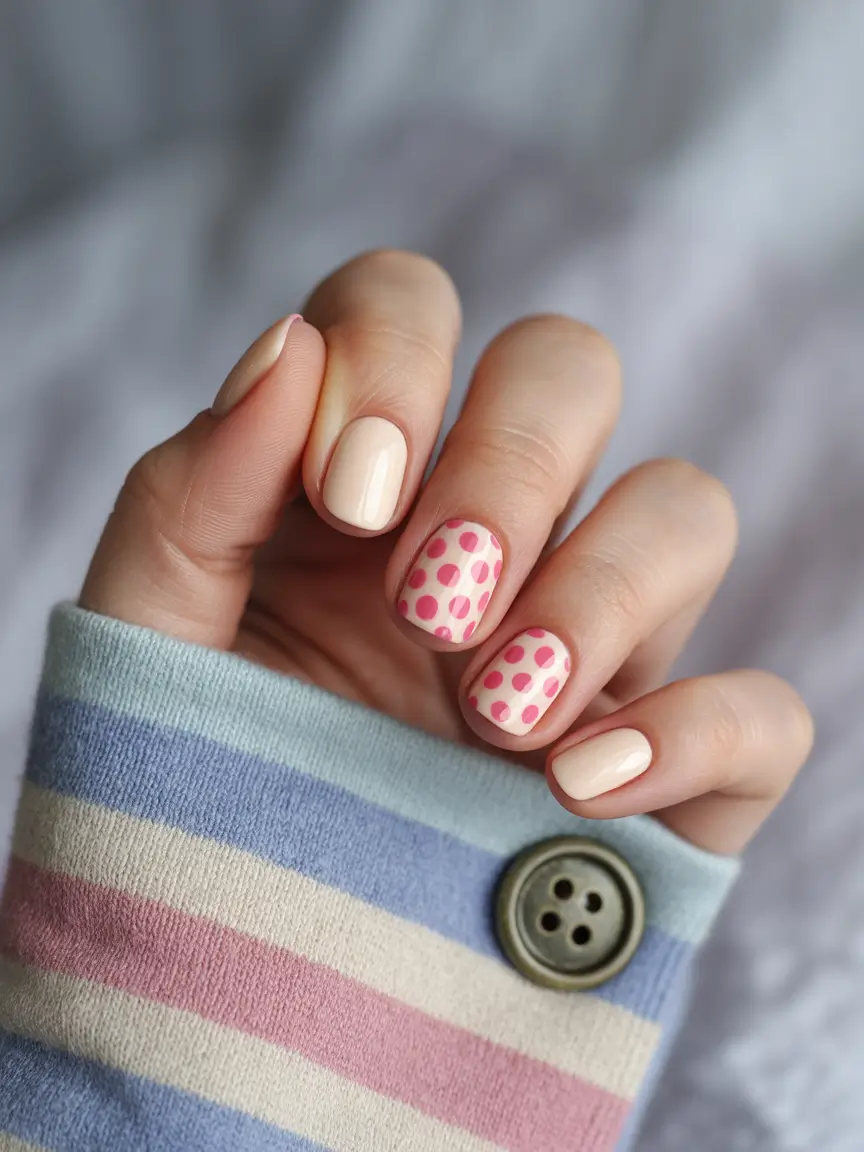 simple summer nails ideas 2025 Retro Polka Dot Revival for the Softcore Color Girlies