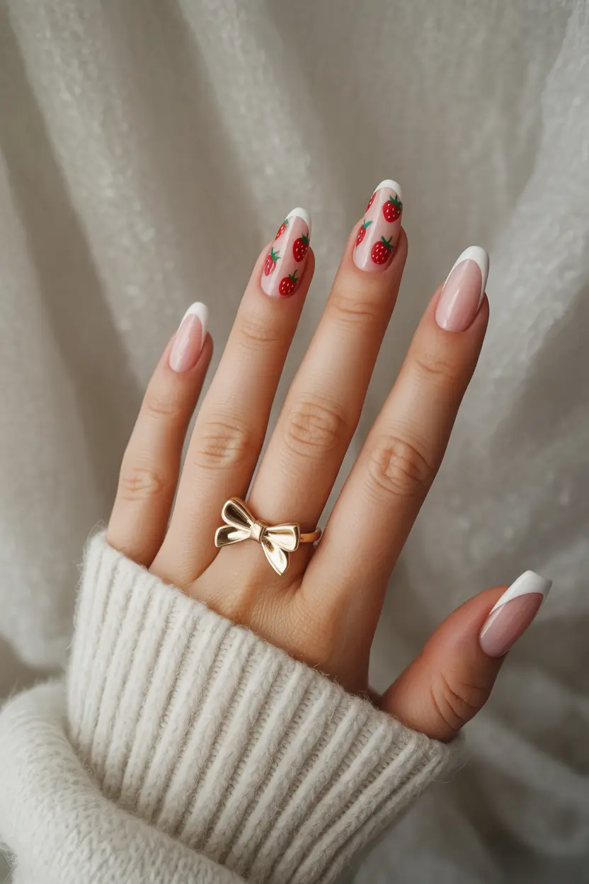 Strawberry nails inspo 2025 French Tip Strawberry Sprinkle