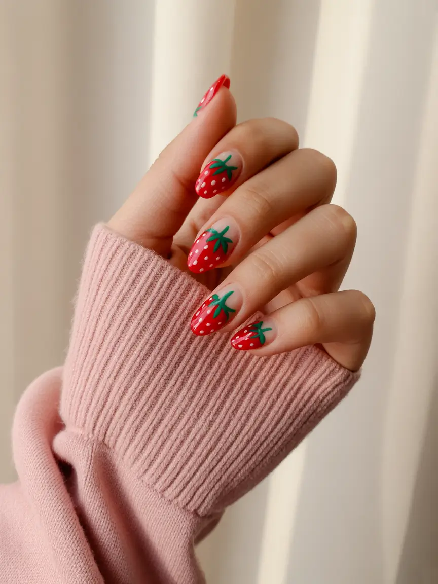 Strawberry nails inspo 2025 Casual Strawberry Crush