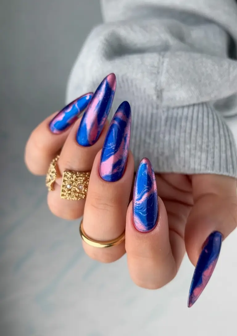 summer blue nails ideas 2025 Galactic Wave Energy