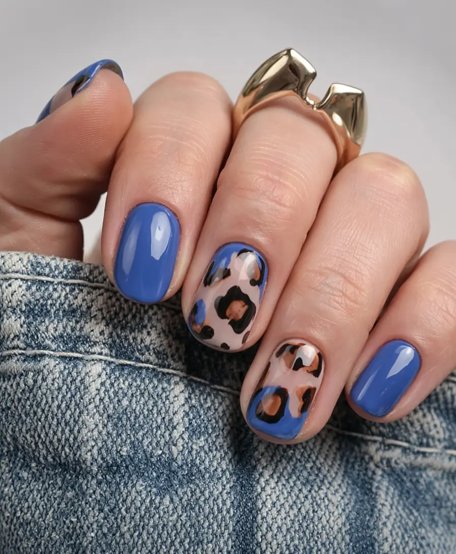summer blue nails ideas 2025 Wild Meets Cool