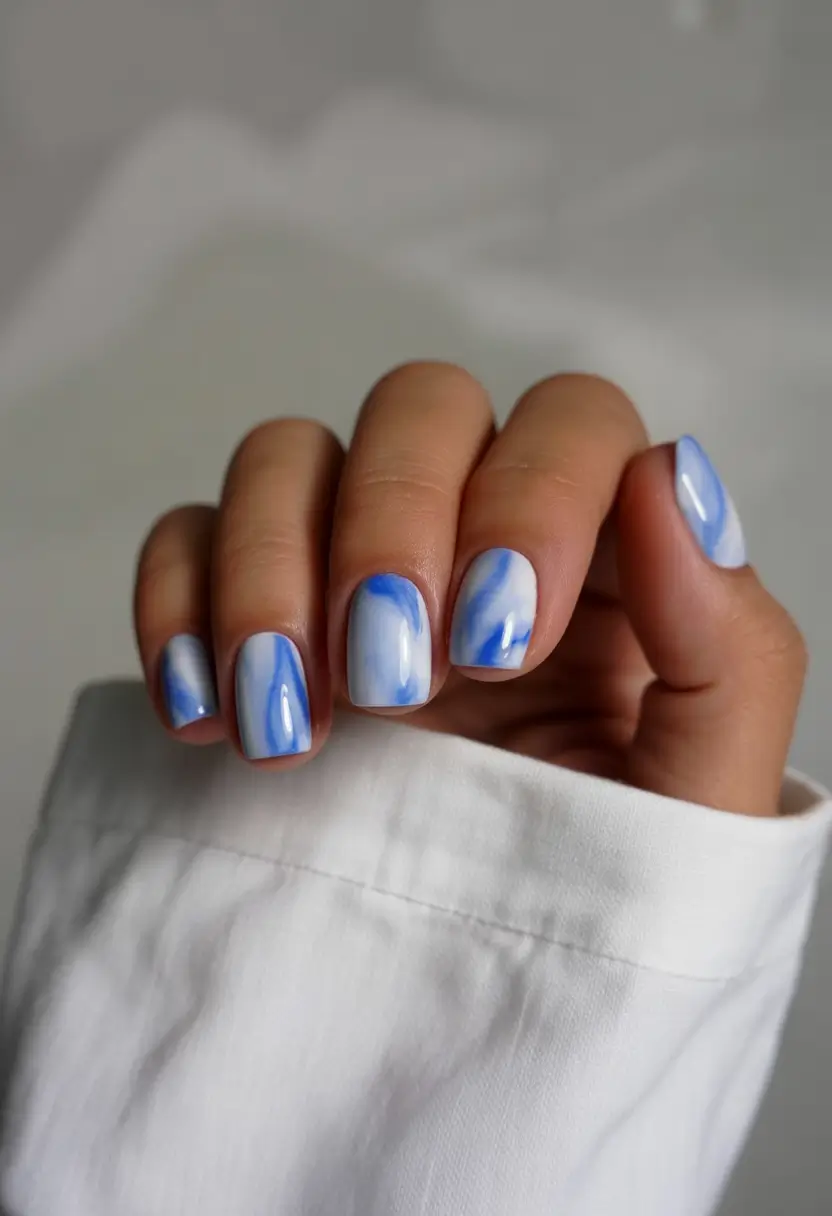 summer blue nails ideas 2025 Watercolor Serenity