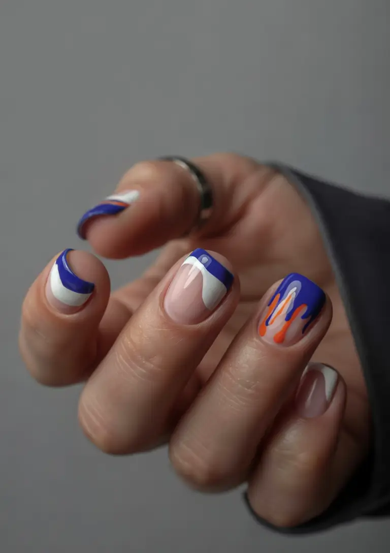 summer blue nails ideas 2025 Pop Art Waves
