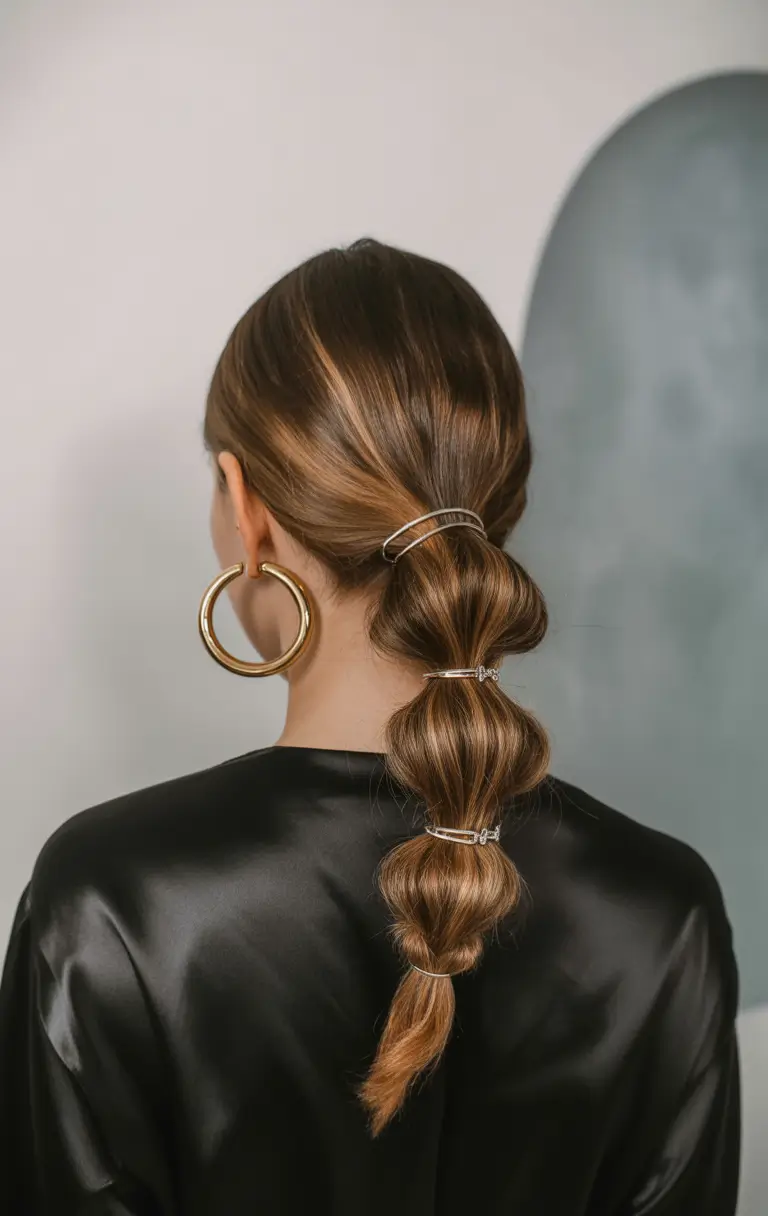Summer Easy Hairstyle for Work 2025: Professional Ideas Modern Bubble Ponytail