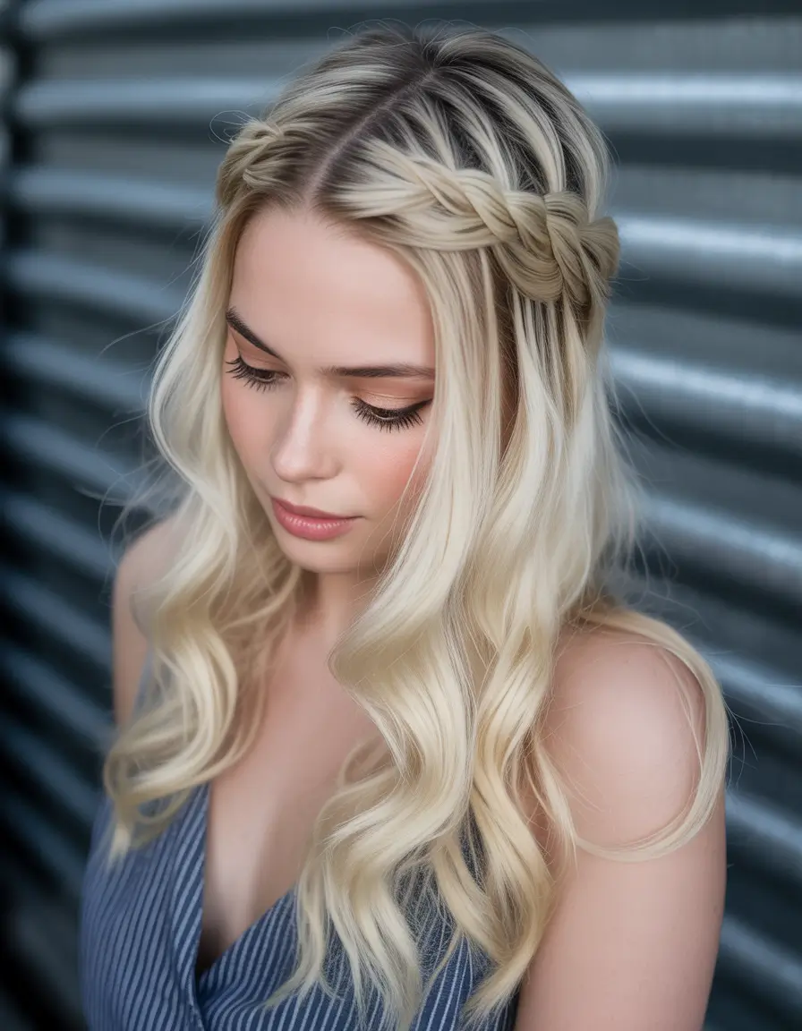 Summer Easy Hairstyle for Work 2025: Professional Ideas Romantic Braided Half-Up