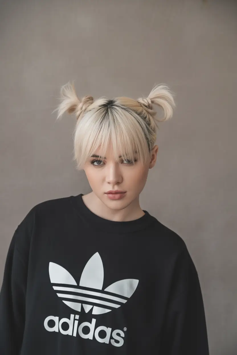 Summer Easy Hairstyle for Work 2025: Professional Ideas Fun Double Buns for Short Hair